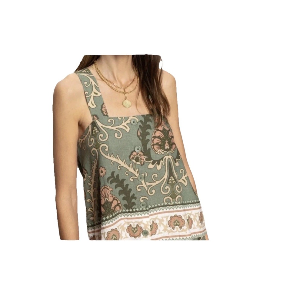 Sanctuary‎ Medium  Button Back Cami Sleeveless Top Mezzo Sage Cropped